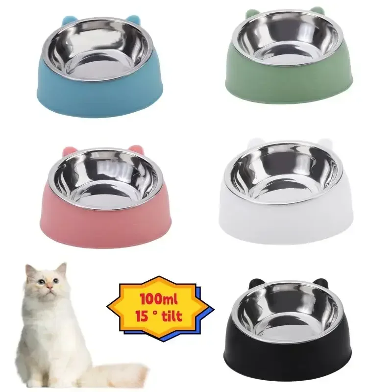 1 PC Cat Dog Bowl 15 Degrees Raised Non Slip Puppy Base Tilt Safeguard Neck Pet Bowl Accessories Dog Bowl Pet Supplies Pets