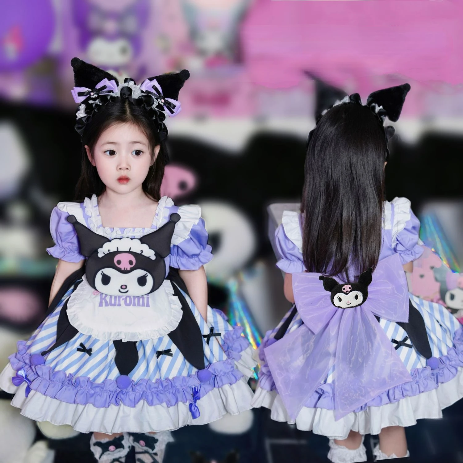 Kawaii Sanrio Kuromi Vestido Infantil, Desenhos Animados Anime, Manga  curta, Vestidos Princesa Lolita, Roupas de Bebê, Presente Bonito, Festa de  Verão