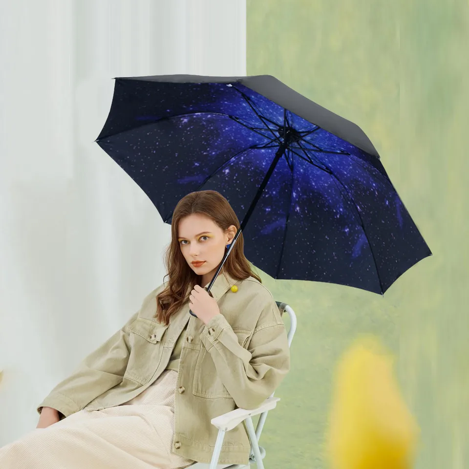 Ombrello Pieghevole Tascabile Antivento Per Donna – Dipinto A Olio, Rivestimento Nero – Diametro 98 Cm – Leggero E Resistente