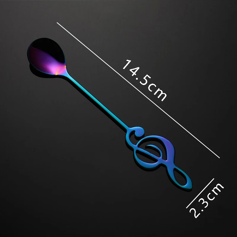Cucchiaio per agazione da caffè in acciaio inossidabile Cucchiaio per note musicali Tazza Cucchiaini Bar musicale Gelato Cucchiaio regalo creativo Stoviglie da cucina  15