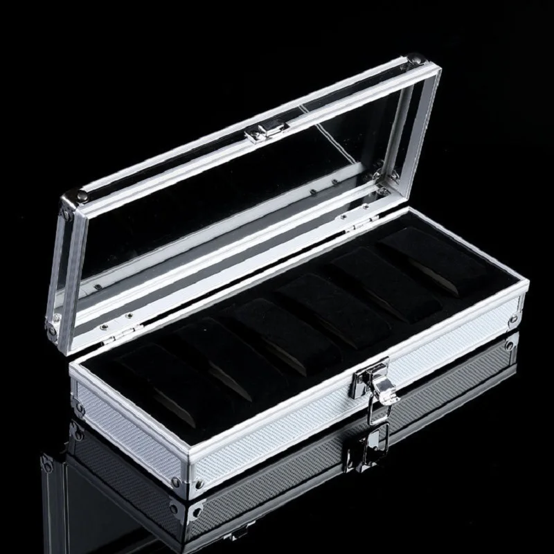 Watch Storage Box VANSIHO Aluminum 6/10/12 Grids Suitcase With Glass Window For Men