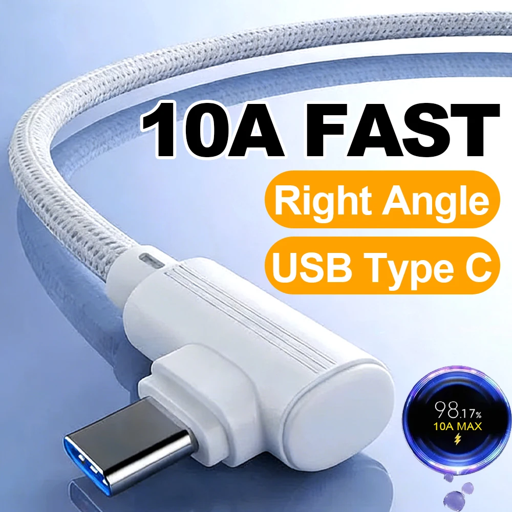 Usb Cable Bending USB Type C 90 Degree Bend Cables 10A Super Quick Charging Right Angle ...