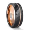 8mm 6mm Tungsten Ring Simple Rhombic Rhombus Inlaid with Rose Gold Color Line Lovers 6mm 8mm Black Tungsten Steel Ring Size 6-13 2