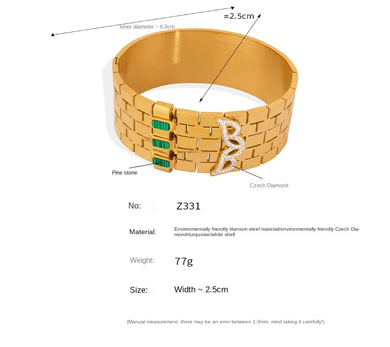 Dickes Edelstahl-Armband für Damen, modisches Türkis-Kristall-Armband, hochwertiger edler Schmuck, Accessoires, Verkauf – Detail 10