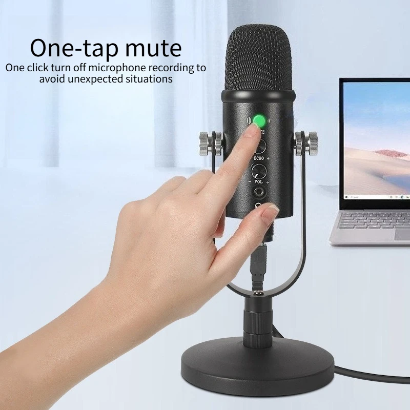 USB 스트리밍 팟캐스트 PC 마이크 스튜디오 카디오이드 콘덴서 마이크 키트 (붐 암 포함, 유튜브 녹음용)