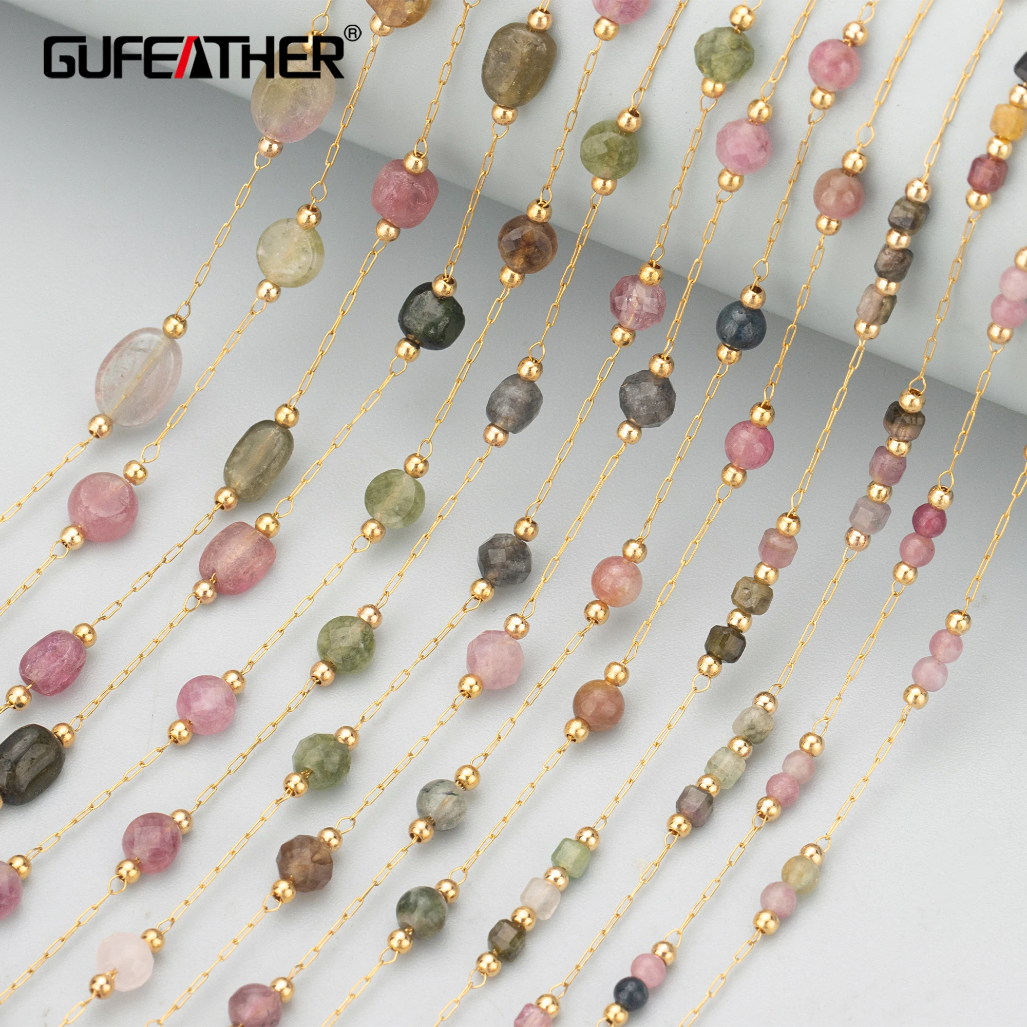 GUFEATHER C338,chain,natural stone,tourmaline,stainless steel,nickel free,jewelry making,hand made,diy bracelet necklace,1m/lot kylie auldist made of stone 1 cd