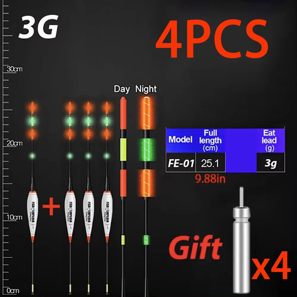 4 Stück/Set Sommer-Angel-LED-Nachtlichter, elektronische Schwimmkörper, hoher Auftrieb 3g-13g mit CR425 Batterie, 2026 Angelzubehör – Detail 7