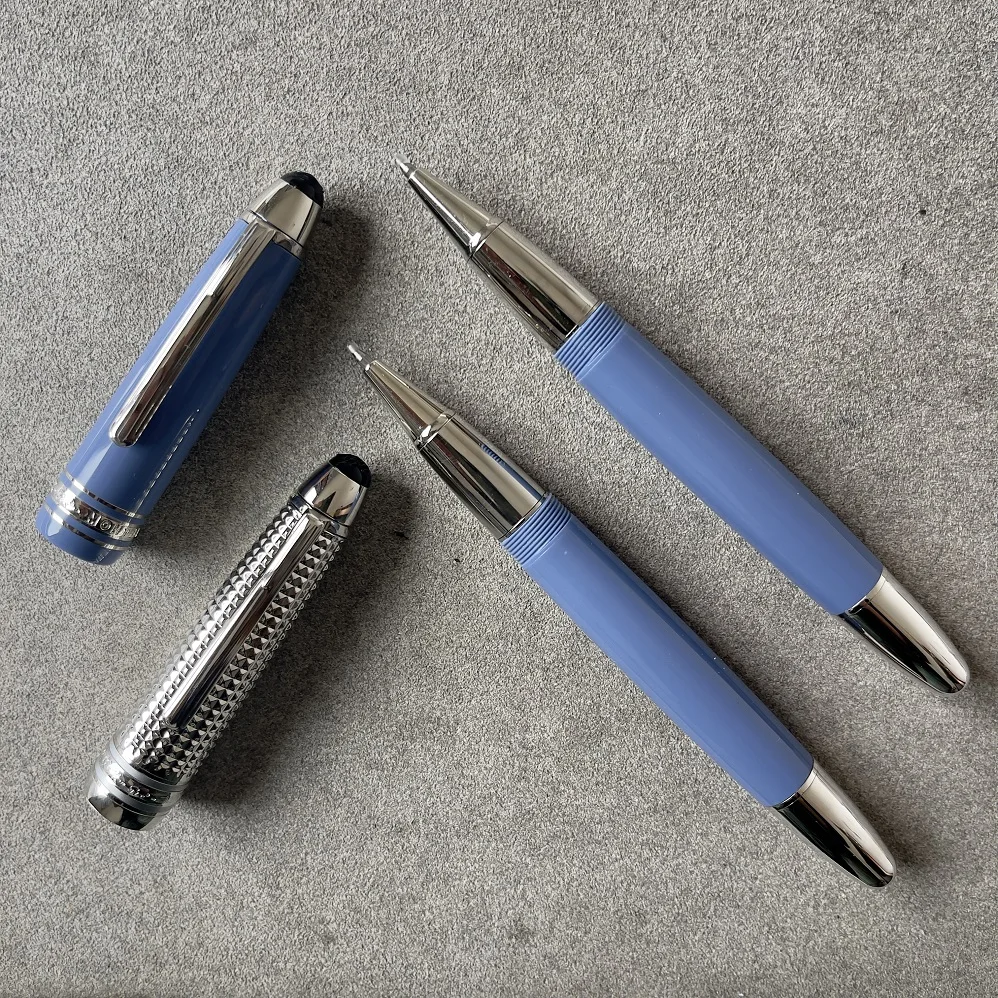 Penna Da 2023 Mb Monte Mesterbloccato 149 Blu Argento Clip Blacne Inchiostro Fontana Penne Di Piume Per Scrivere Regalo Con Numero Di Serie