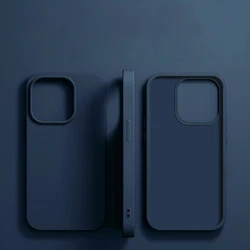 Premium Shockproof Luxury Liquid Silicone Phone Case Cover - iPhone 15 (Deep Blue)