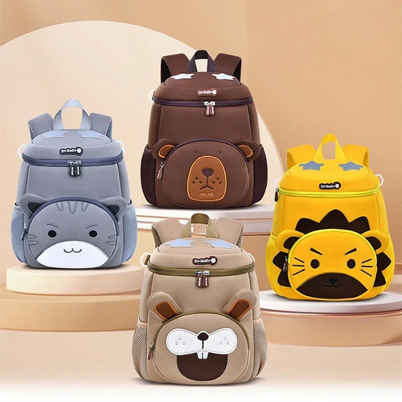 Kindergarten Kids School Bags for Boys Cute 3D Cat Bookbag Light Weight Student Lion School Backpacks Mochilas Para Estudiantes 2