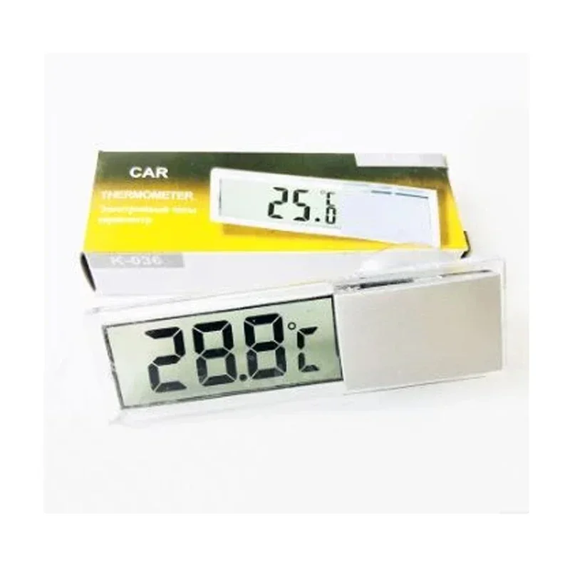 Car Thermometer Digital Thermometer Thermometer Hygrometer Suction Cup Transparent LCD Button Battery