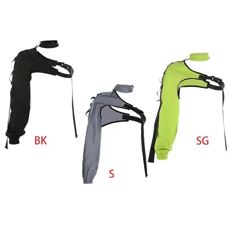 

Women Shoulder Reflective Crop Top Choker Buckle Irregular T-Shirt Shrugs