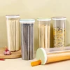 3Pcs Noodles Jars Transparent Box Large Capacity Sealed Jar Kitchen Organizer Moisture-proof Grain Noodles Storage Jar Round Can 1