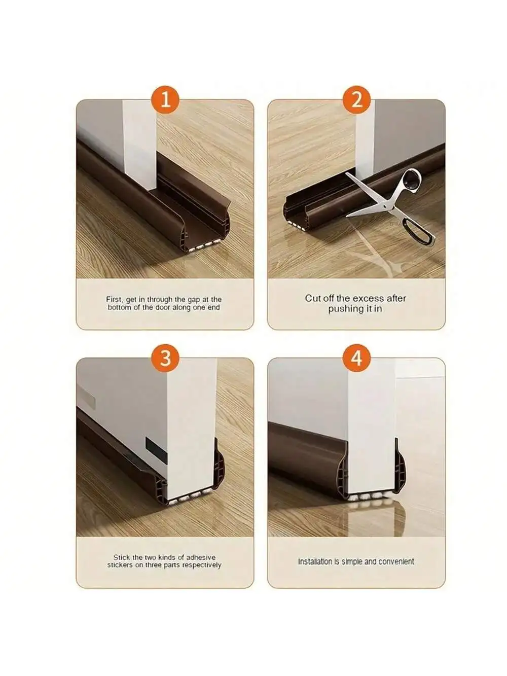 1 silent door sealing strip with brush windproof dustproof insect proof thickened PVC door seam windproof strip