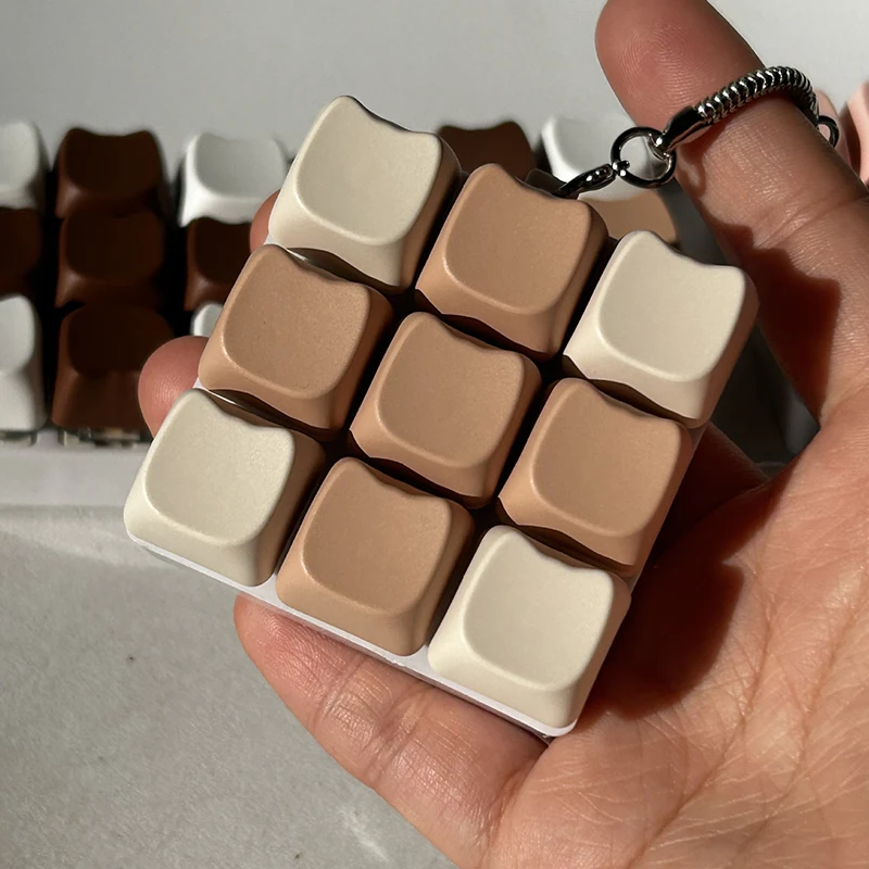 9 Keys Keyboard Key Toy Party Stress Relief DIY Fidget Button Keycap Fidget Keychain Keyboard Keychain Toys Finger