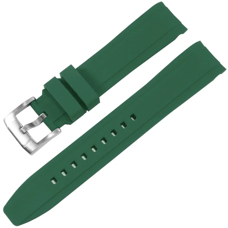 Versatile Waterproof Silicone Watch Strap with Curved Interface, Available in Multiple Sizes