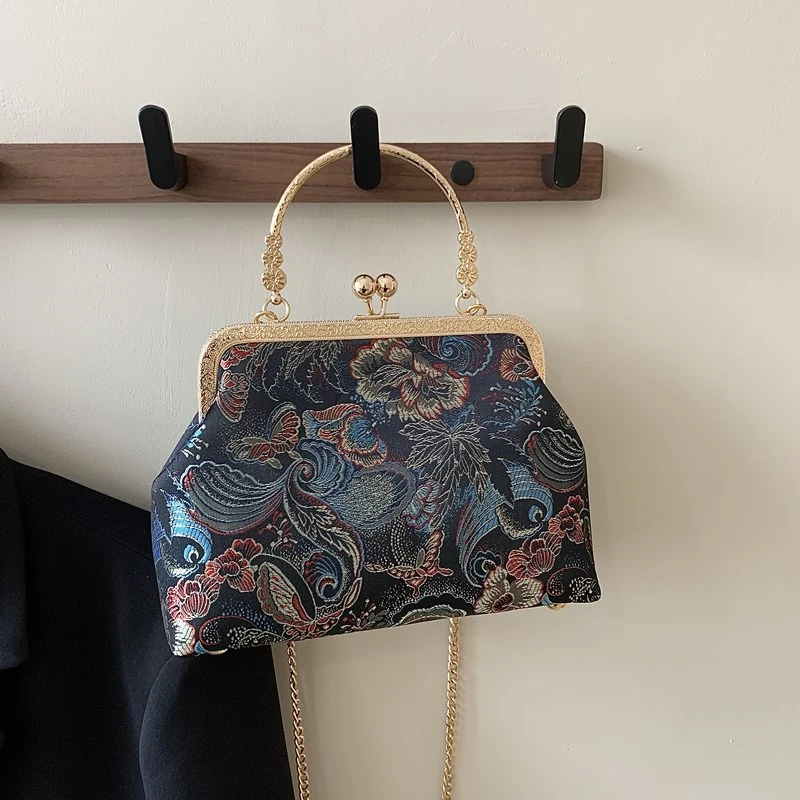 Silk Embroidery Patchwork Crossbody Bag - National Style Fashion Handbag