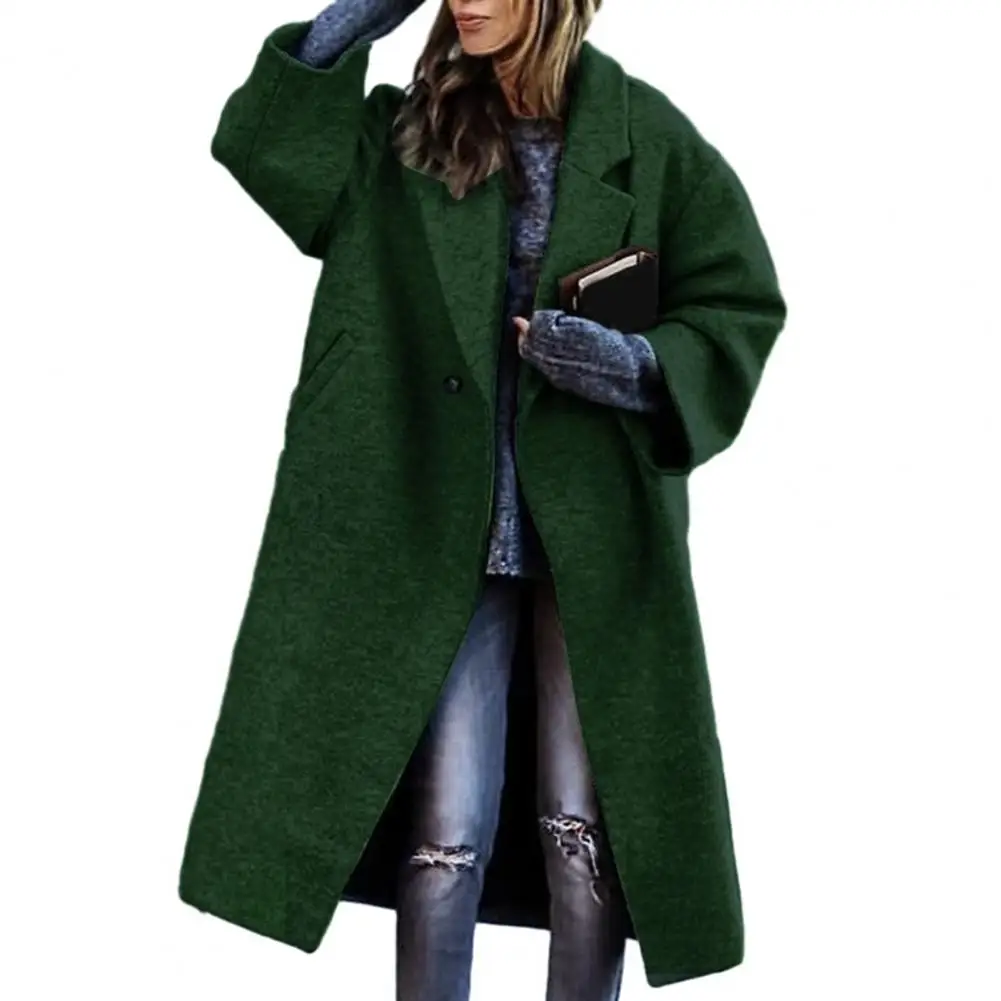 

Winter Long Woolen Coat Elegant Overcoat Long jackets for women Lapel chaquetas para mujeres