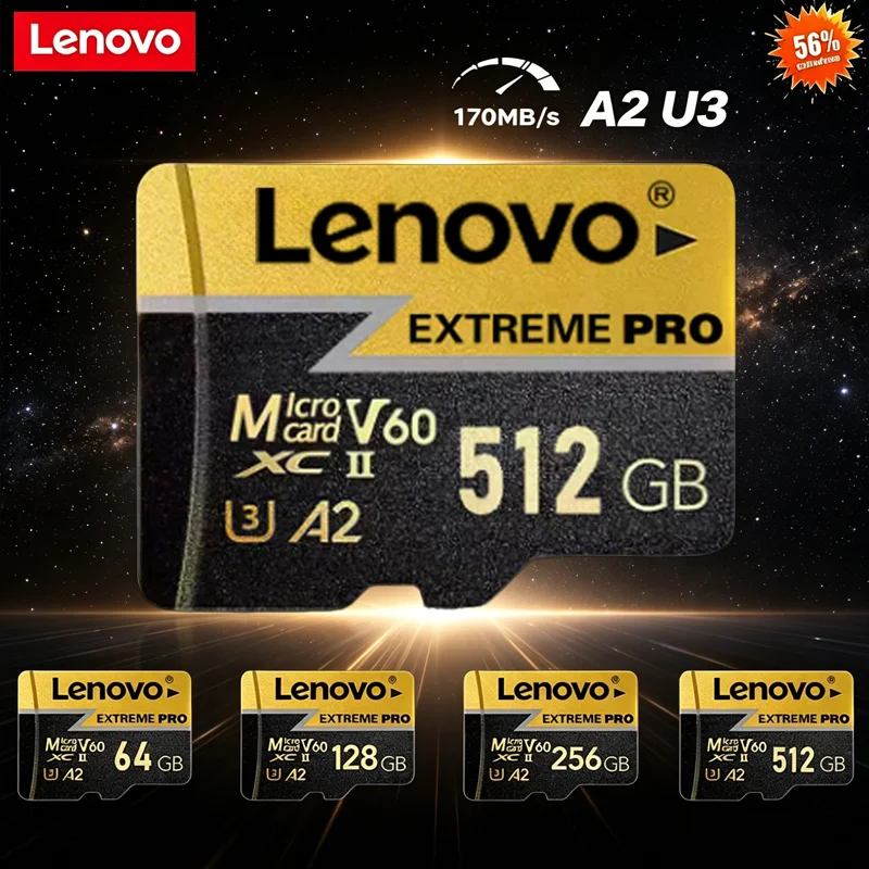 레노버 마이크로SD 카드 512GB 고내구성 256GB 메모리 카드 64GB 128GB 고속 읽기 및 쓰기(대시캠/차량용 카메라용)