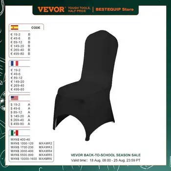 VEVOR Coprisedia Set di 50 Pezzi, Colore Nero Poliestere Spandex Banchetto Fodere Copripoltrona per Matrimonio 50 Pc Universale Rimovibile e Lavabile 1
