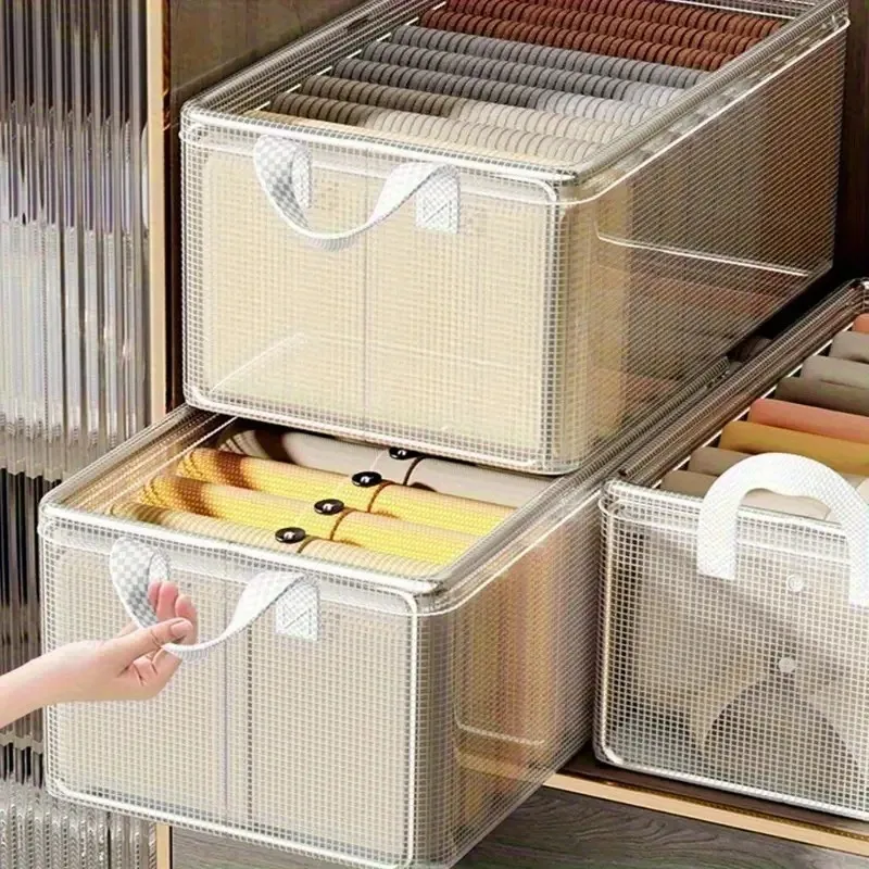 Transparent Clothes Storage Box Home Put Clothing Pants Organizer Washable Closet Layered Storage Artifact Storage Frame Basket 3