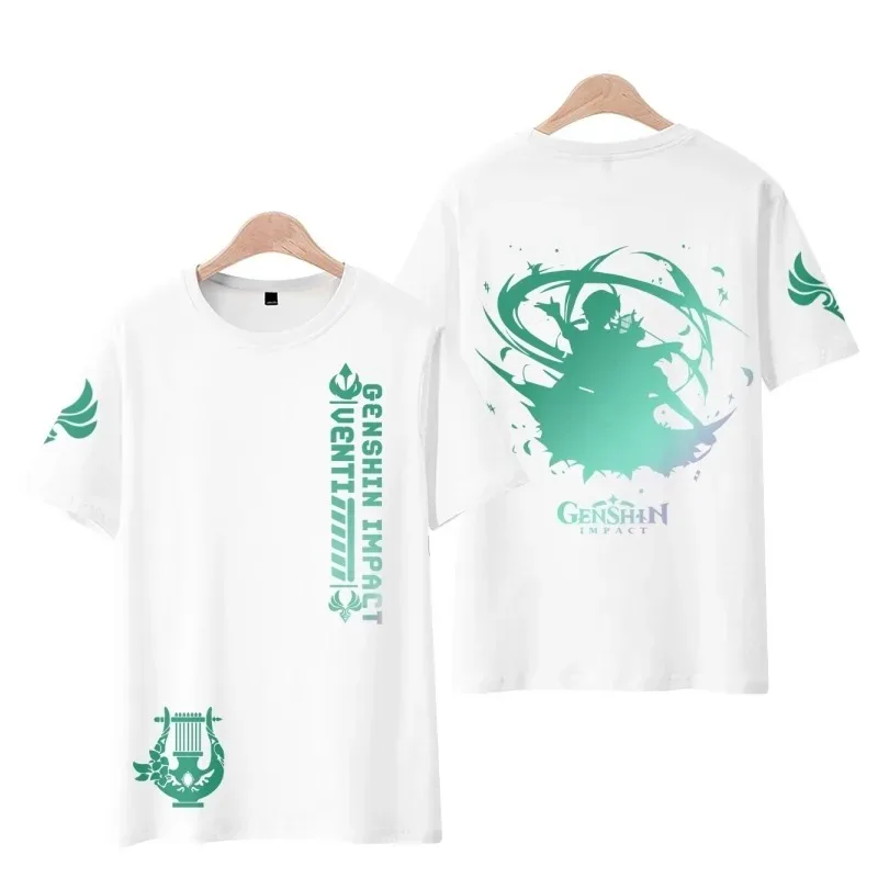 Anime Genshin Impact Barbatos Venti 3D Print T Shirt Women Men Summer O-neck Short Sleeve Funny Tshirt Graphic Tees Cosplay 2024