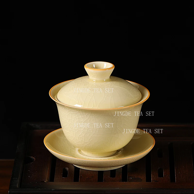 Ge Yao Dragon Egg Teapot Household Chinese Ice Crack Xishi Pot Ceramic High-end Office Handle Pot Tea Ceremony Accessories