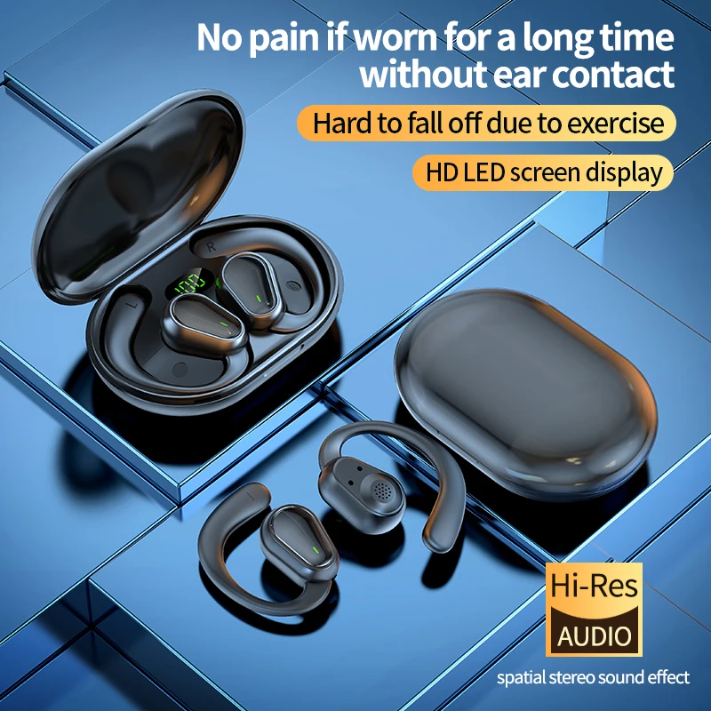 Sport Open Wireless Earhook Headphones OWS Bluetooth Earphones HiFi Stereo Headset Noise Reduction Earbuds with Mic HD Voice