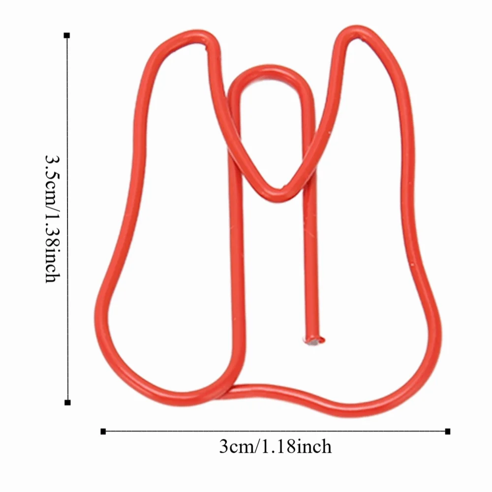 100Pcs 빨간색/노란색 종이 클립 플라스틱 코팅 금속 치아 모양 귀여운 종이 클립 작은 크기 미끄러짐 방지 사무실 클립