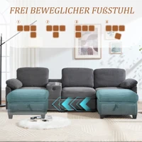 Большой шнуровый диван с комфортной пеной. Оборудование: Съемная центральная консоль (2 подстаканника + место для хранения), порт USB-C, боковой карман — изображение 4