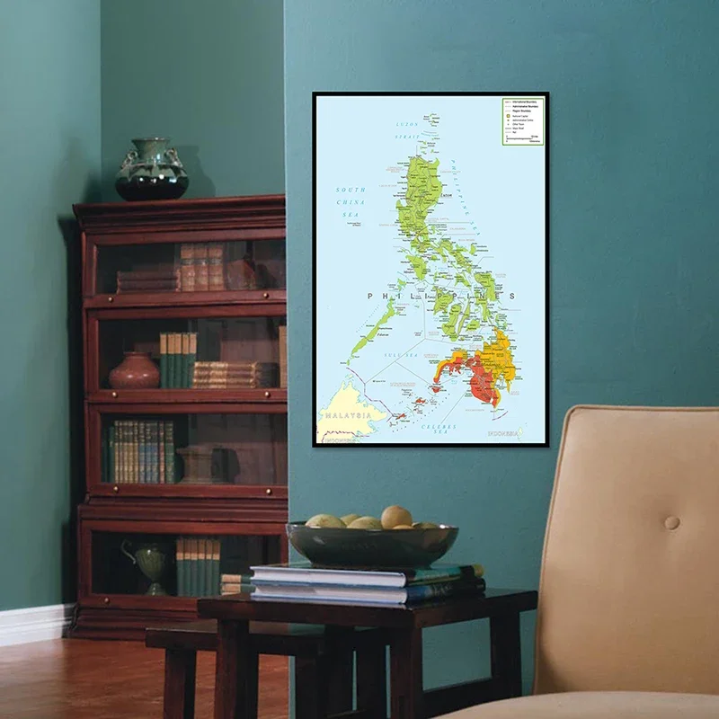 59*84cm The Philippines Administrative Map In English Canvas Painting Unframed Poster and Print Living Room Home Decoration