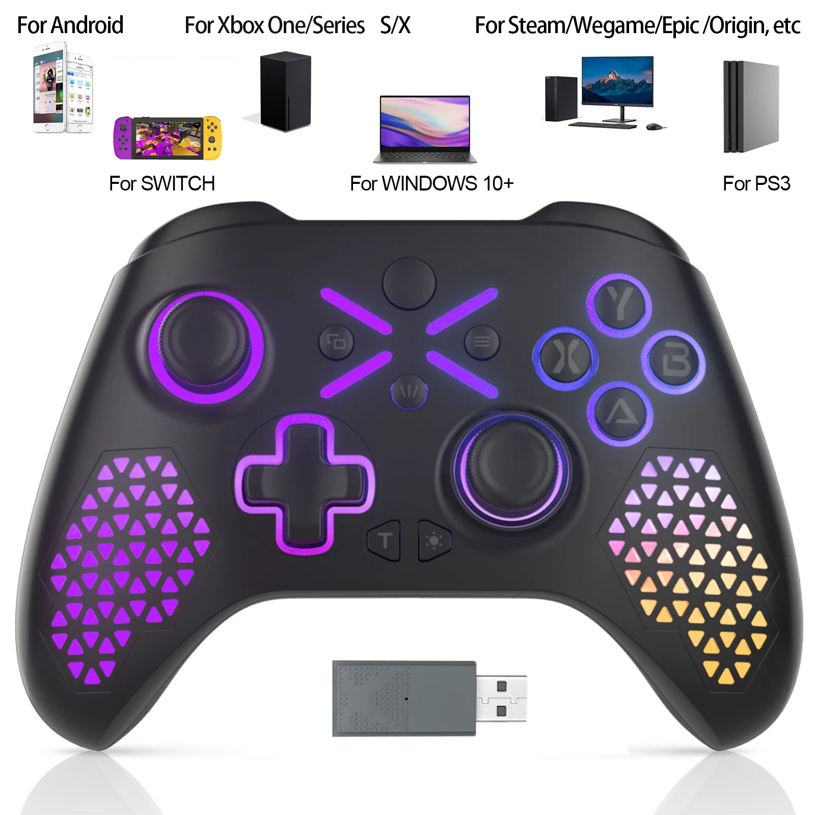 Manette Sans Fil 2,4 GHz Pour Xbox One, PC Et PS3 – Noire, Générique Neuve