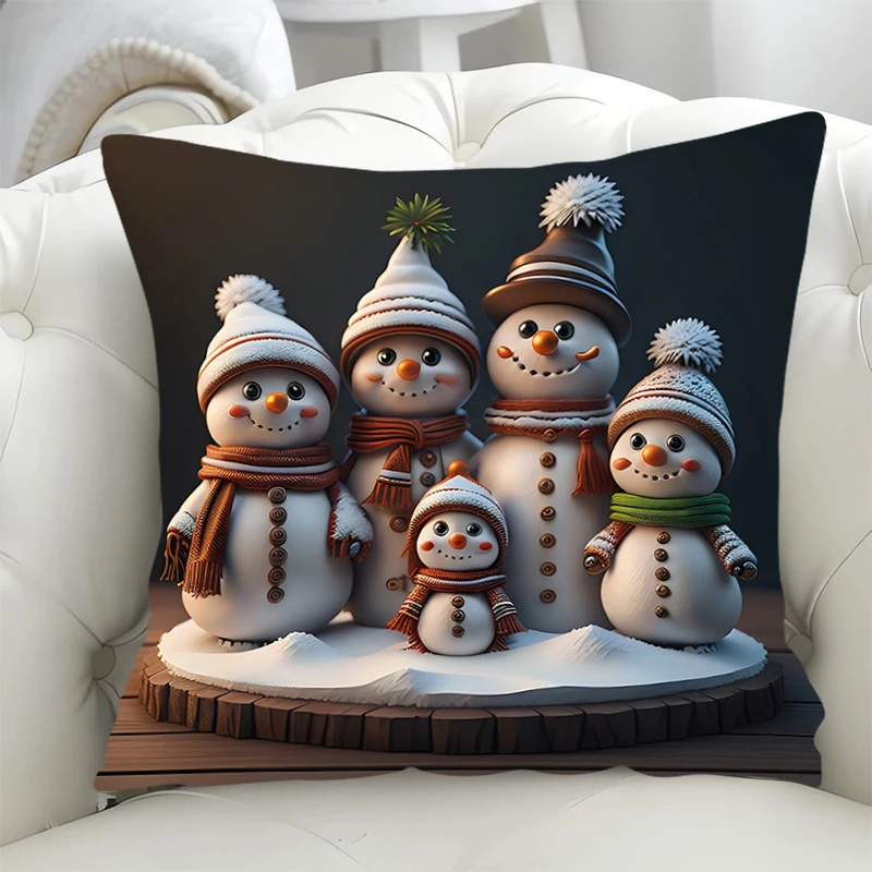 

Christmas Cartoon Cushion Cover 45x45 Fall Decoration Decorative Pillowcase for Pillow Lounge Chairs Duplex Printing Short Plush