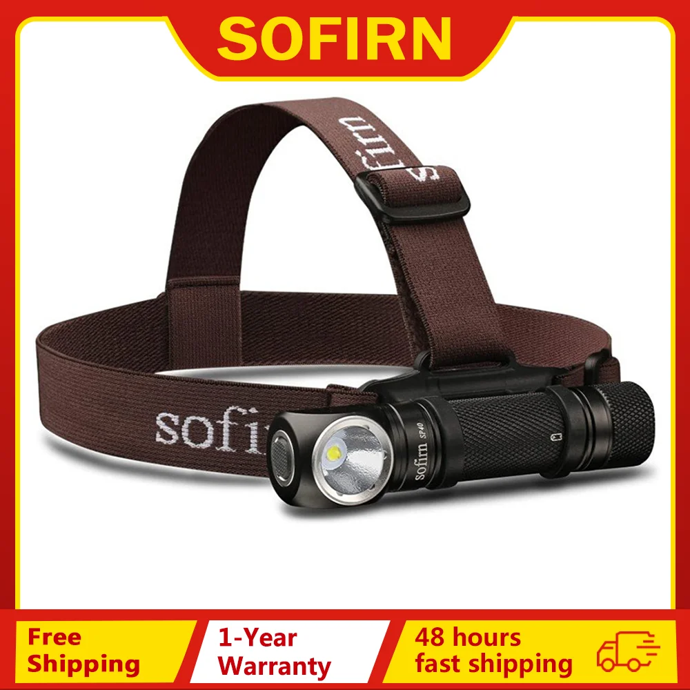 Sofirn SP40 LED Headlamp XPL 1200lm 18650 Type C Rechargeable Headlight 18350 Flashlight with Power Indicator Magnet Tail