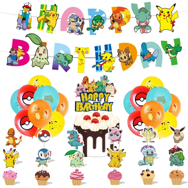 Rosa pokemon pikachu festa de aniversário decoração tema pokemon utensílios  de mesa placa de papel copo crianças menino menina festa de aniversário  suprimentos - AliExpress