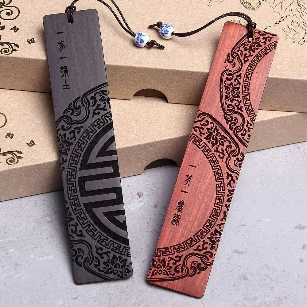 Vintage Sandalwood Carving Bookmark Set Retro Wooden For Books Gifts