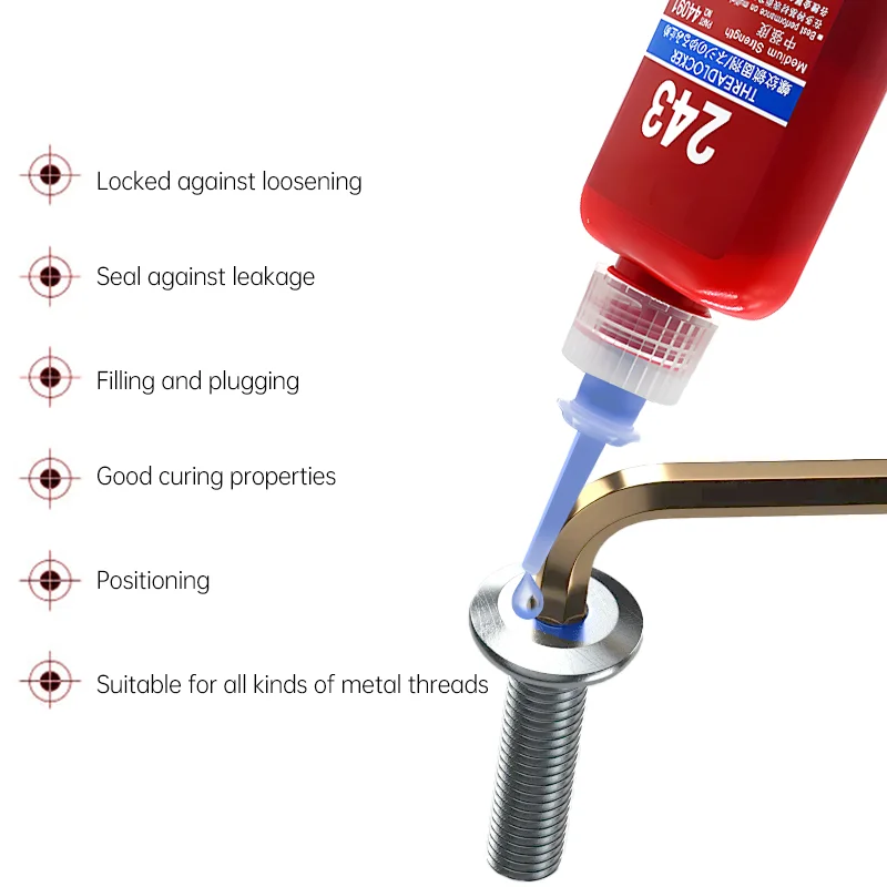 Threadlocker Glue 50ml Threadlocker Anaerobic Glues Anti Loose Screw Glues Fastening Sealant Quickly Cured Thread Locking Agent For Screws