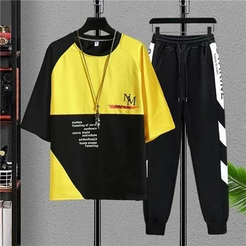 thumbnail image 1 of Ropa para hombre Conjuntos de pantalones con alfabeto Conjunto de chándal para correr 5xl Top de gimnasio Trajes deportivos blancos Camiseta elegante para hombre Marcas originales con estilo Genial, 1 of 5
