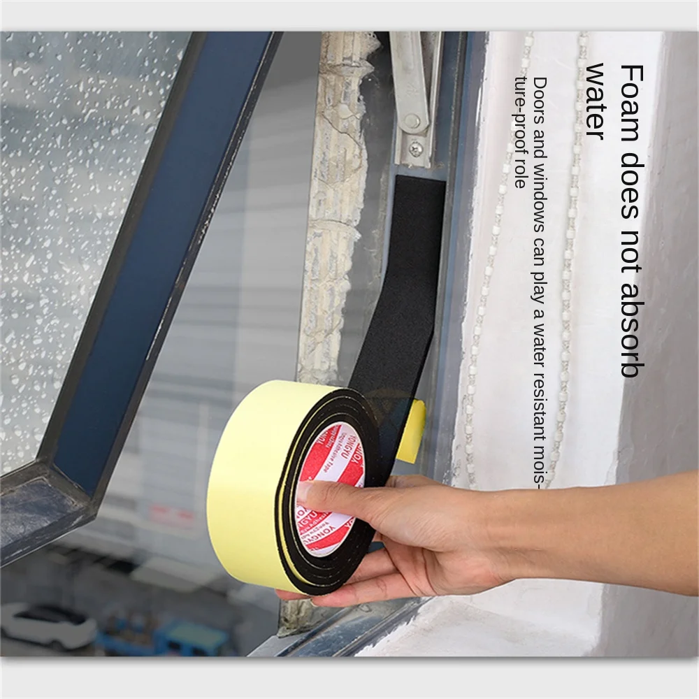 Window Door Seal Strip 1mm 3mm 5mm Thick Black Foam Sponge Rubber Strip Tape Waterproof Single Sided Adhesive Anti-collision door seal strip sealing strip tape window seal strip sealing tape rubber seal strip rubber door weatherstripping door weatherstripping sealing strip waterproof tape