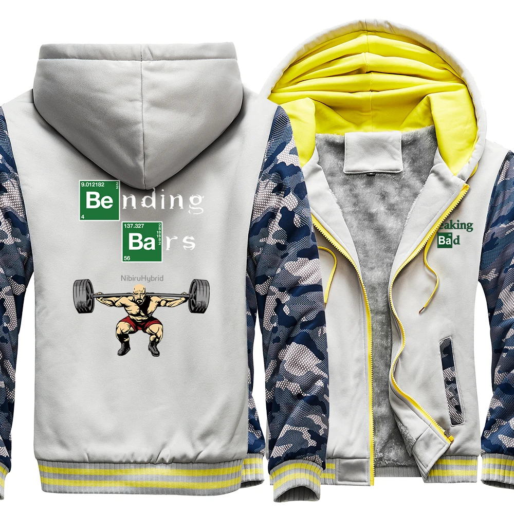 

Weightlifter Practice Weights Printing Mens Zip Long Sleeves Street Fashion Sportswear Winter Thicken Clothing Casual Male Coats