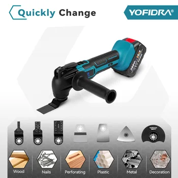 YOFIDRA 600W Oscillating Multi Function Tool 20000PM Electric Saw Trimmer Cutting Woodworking Power Tool for 21V 18V Battery 2
