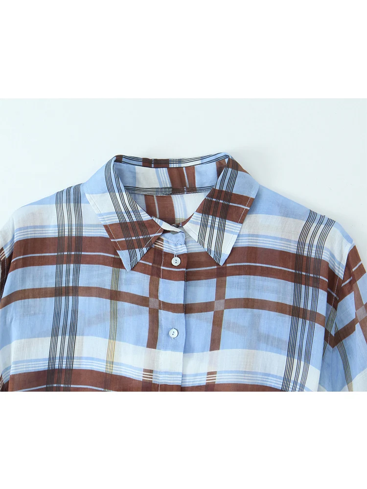 Women's Plaid Printed Shirt Dress Spring Autumn Casual Long Dresses 2025 New Long Sleeve Lace Up Female Thin Streetwear