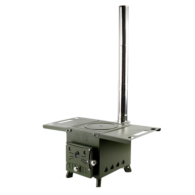 Összecsukható Fa Égő Kályha Nagy Teherbírású Küszöb Kéménycsővel Sátor Menedékhely Fűtés Kültéri Főzés - Image 4