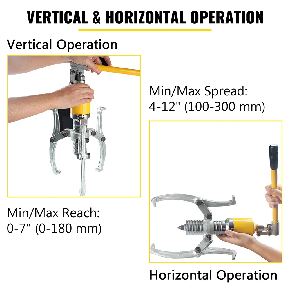 VEVOR Hydraulic Gear Puller, 10/15 Ton Capacity Hydraulic Puller, 3 Jaws Bearing Hub Separator, for Pulling Hubs,Gears, Bearings 4