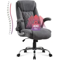 Big and Tall Office Chair 400lbs High Back Executive Computer Desk Chair with Flip Up Armrest, Breathable Fabric Adjustable Heig 1