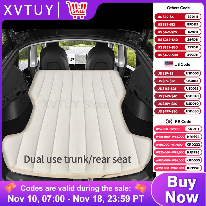 Portable Inflatable Camping Mattress for Tesla ModelY Automobile Self-Inflating Travel Sleeping Mattress with Pillow for SUV Car