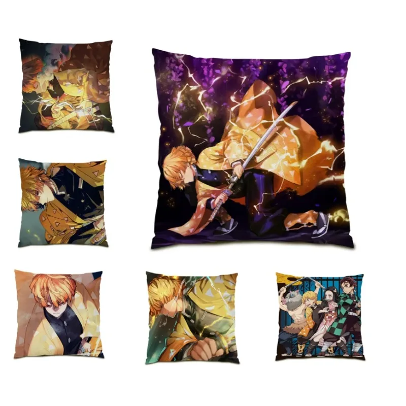 

Anime Demon Slayer Pillow Cover Kimetsu Dakimakura Cushion Cover Anime Double Sided Pillowcase Bed Sofa Decor 45x45cm F1300