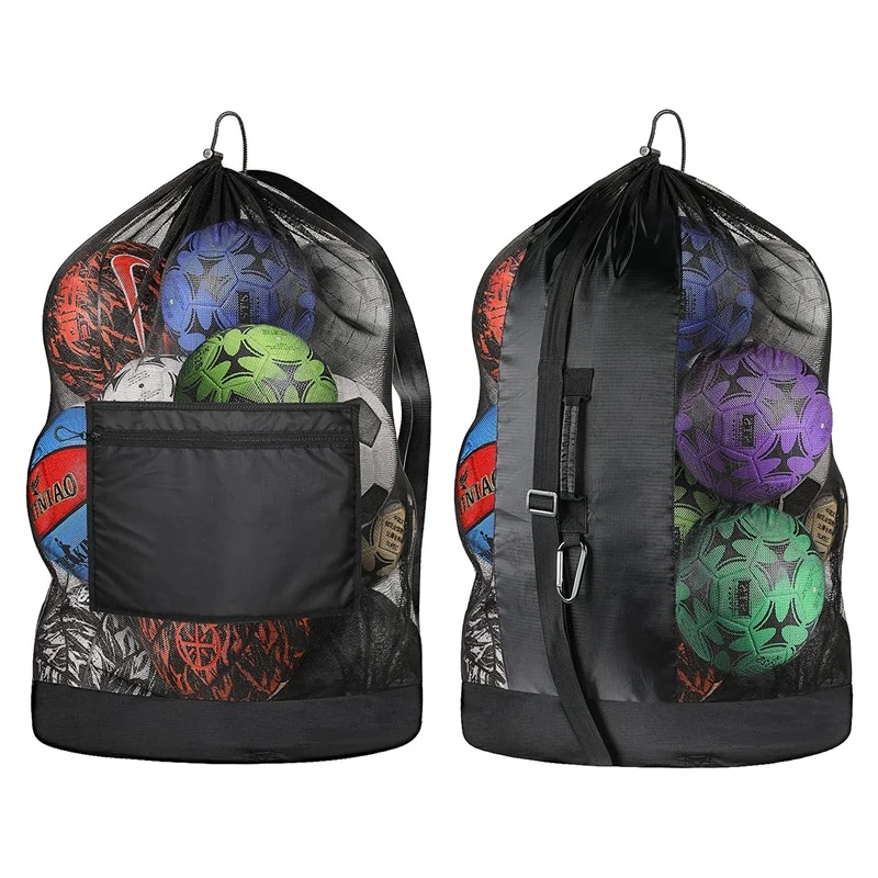 

2 Pack Heavy Duty Extra Large Ball Bag Mesh Soccer Ball Bag Adjustable For Soccer Basketball Volleyball Baseball