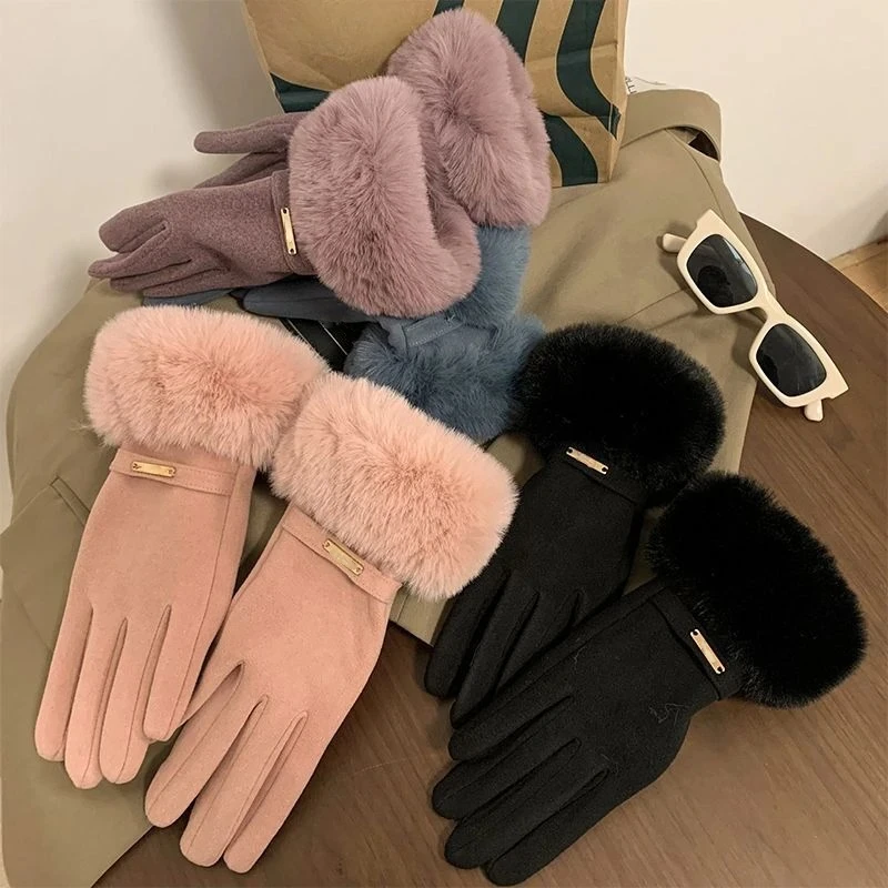 Fashion Women Gloves Autumn Winter Cute Furry Warm Mitts Full Finger Mittens Female Outdoor Sport Cycling Gloves fashion women gloves autumn winter cute furry warm mitts full finger mittens female outdoor sport cycling gloves