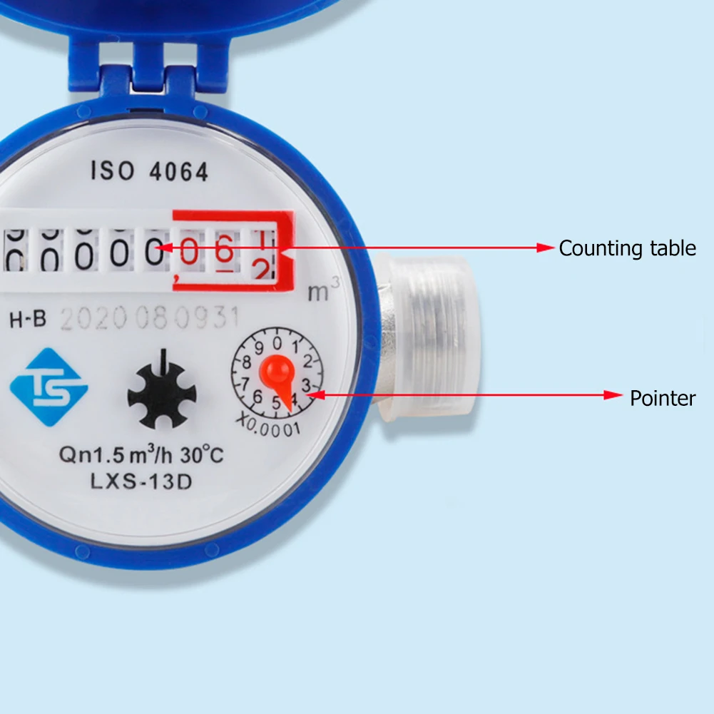 Water Meter Mechanical Rotary Wing E-Type Precision Pointer Counter Water Meter Flow Measuring Instruments With Copper Fittings